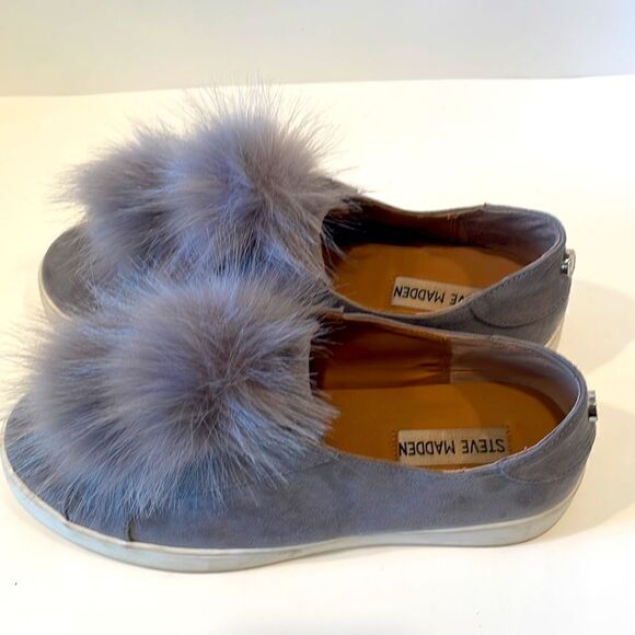 Steve Madden Bryanne Platform Pom-Pom Sneakers Women's Size 7.5 Grey - Picture 2 of 8